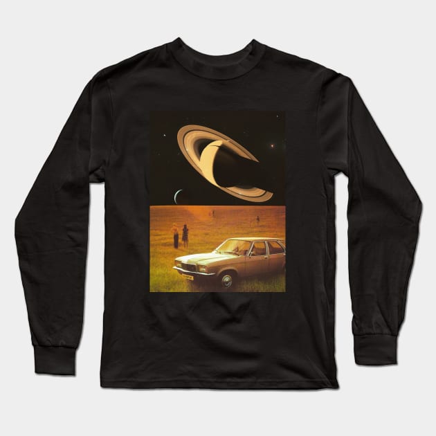 A Journey To Other Worlds - Space Collage, Retro Futurism, Sci-Fi Long Sleeve T-Shirt by jessgaspar